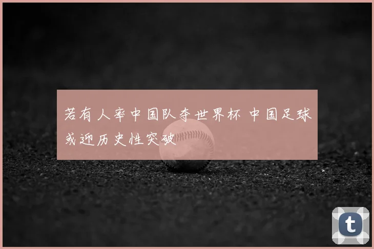 若有人率中国队夺世界杯 中国足球或迎历史性突破